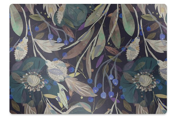 Office chair mat botanical pattern