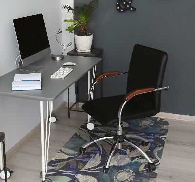 Office chair mat botanical pattern