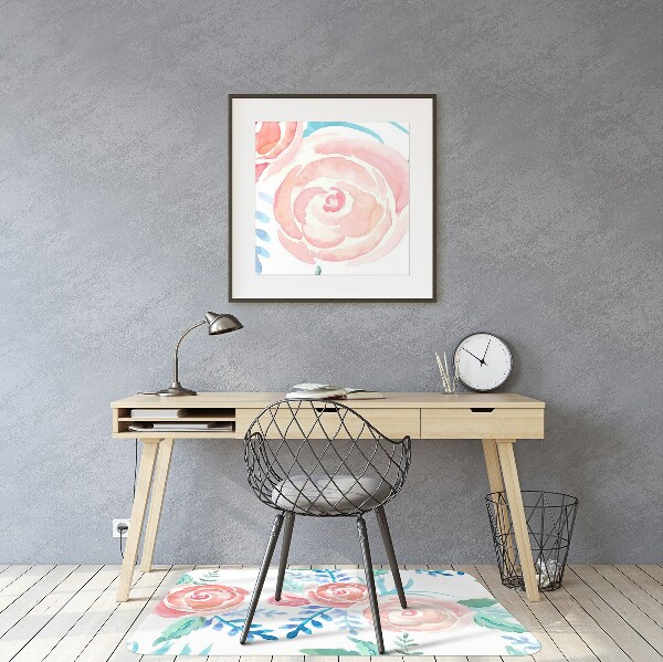 Computer chair mat bright flowers