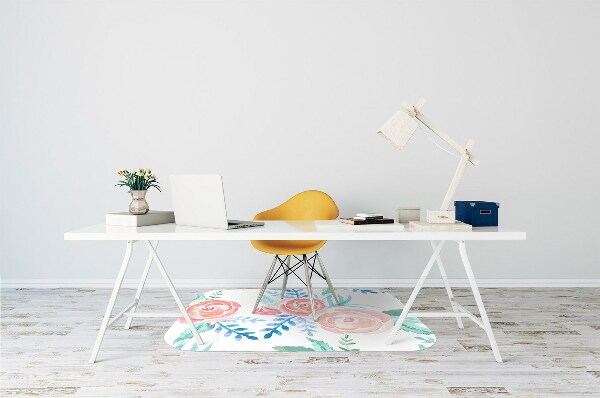 Computer chair mat bright flowers