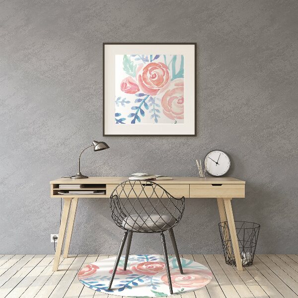 Computer chair mat bright flowers