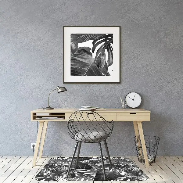 Desk chair mat dark leaves