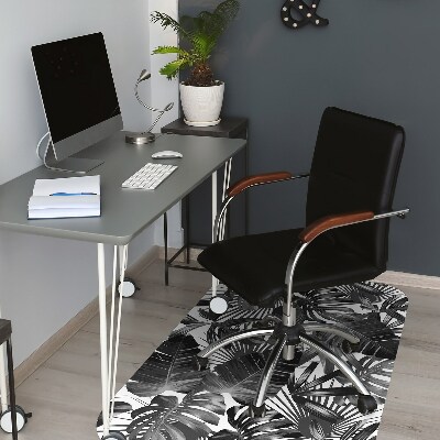 Desk chair mat dark leaves