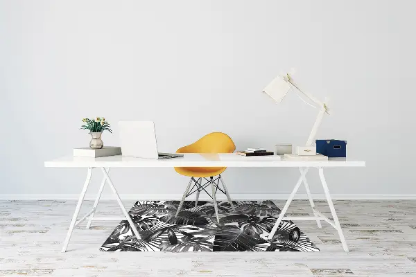 Desk chair mat dark leaves