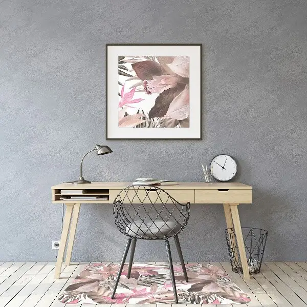 Office chair floor protector tropical roses