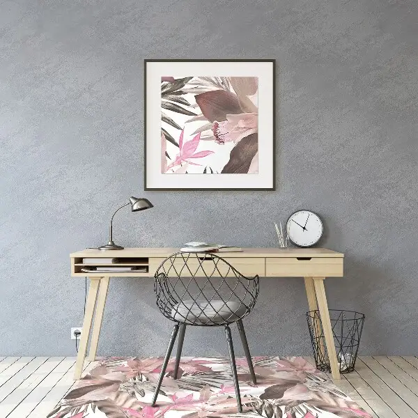 Office chair floor protector tropical roses