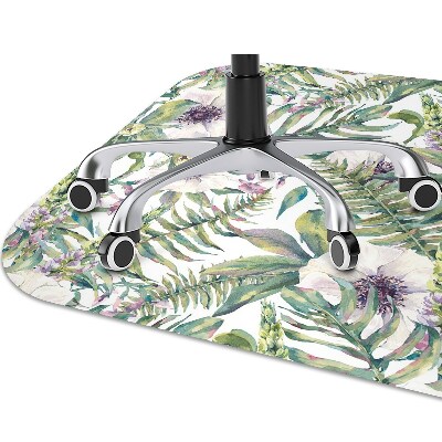 Computer chair mat white flowers