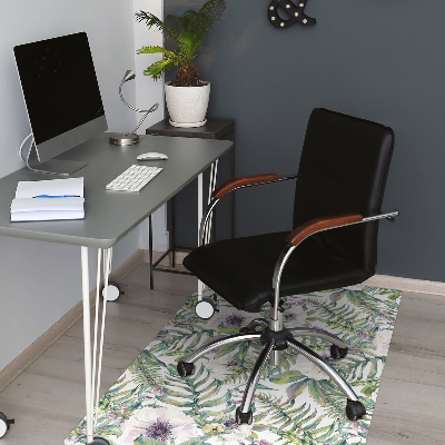 Computer chair mat white flowers