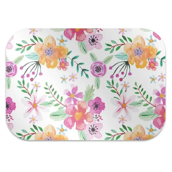 Office chair mat drawing flowers