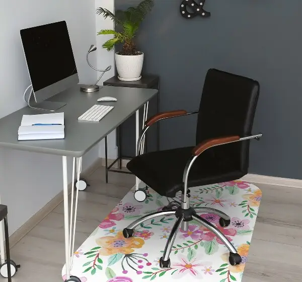 Office chair mat drawing flowers