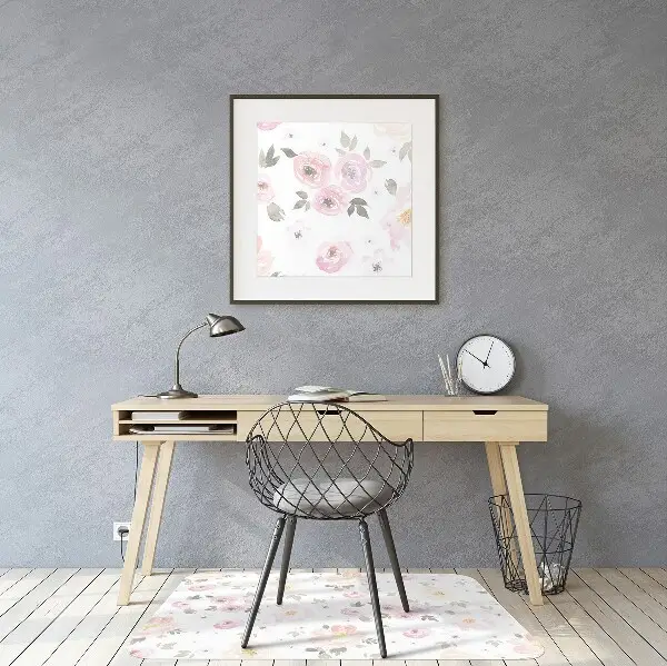 Office chair mat watercolor flowers