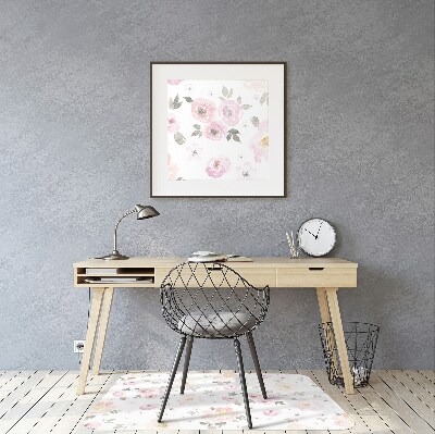 Office chair mat watercolor flowers