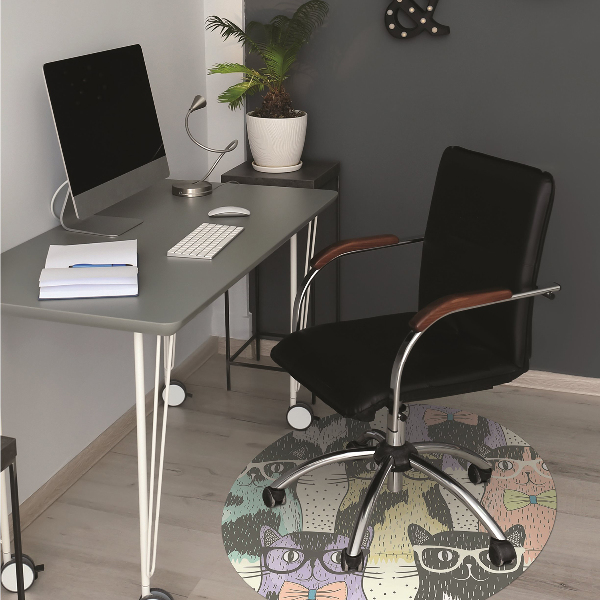 Chair mat floor panels protector Cats glasses