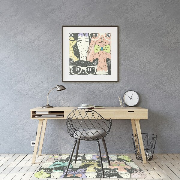 Chair mat floor panels protector Cats glasses