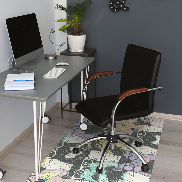 Chair mat floor panels protector Cats glasses