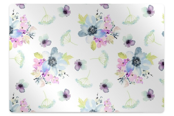 Chair mat floor panels protector purple flowers