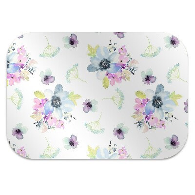 Chair mat floor panels protector purple flowers