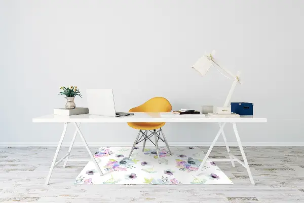Chair mat floor panels protector purple flowers