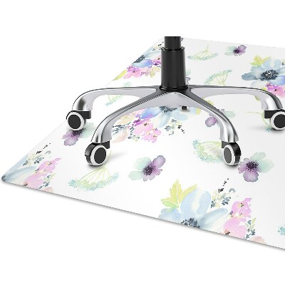 Chair mat floor panels protector purple flowers