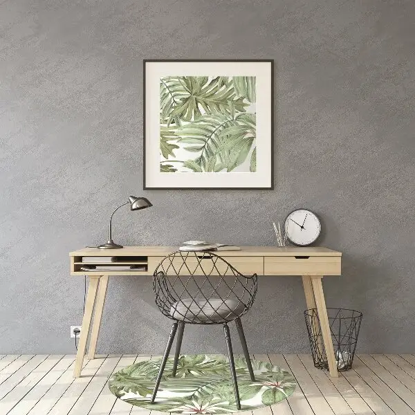 Office chair mat tropical leaves