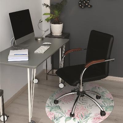 Office chair floor protector Light pink flowers