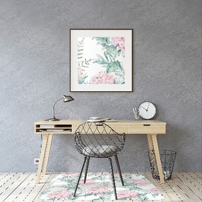 Office chair floor protector Light pink flowers