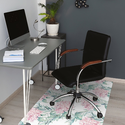 Office chair floor protector Light pink flowers