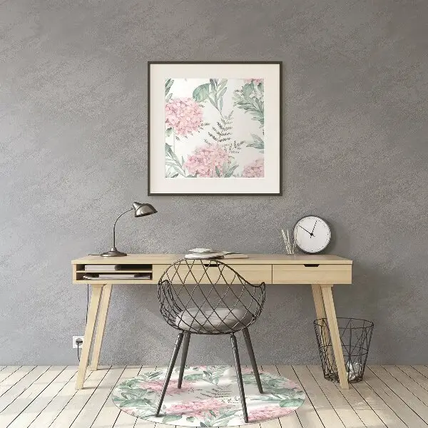 Office chair floor protector Light pink flowers