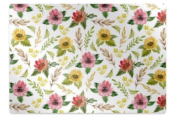 Office chair mat watercolor Flowers