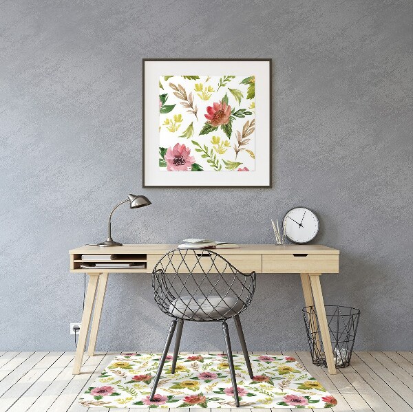 Office chair mat watercolor Flowers
