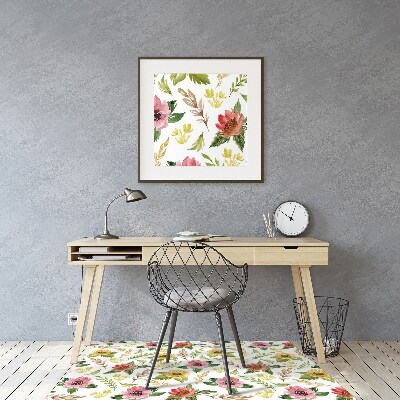 Office chair mat watercolor Flowers