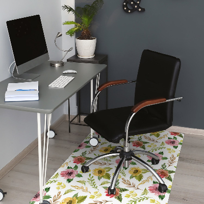 Office chair mat watercolor Flowers