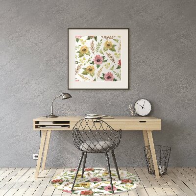 Office chair mat watercolor Flowers