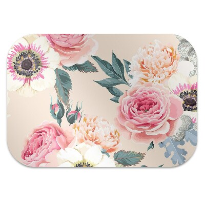 Chair mat floor panels protector pastel flowers