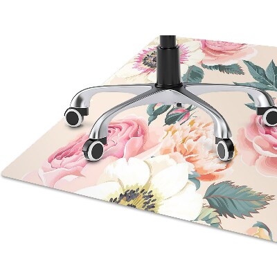 Chair mat floor panels protector pastel flowers