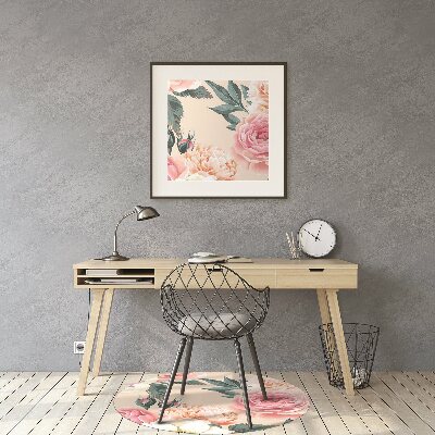 Chair mat floor panels protector pastel flowers