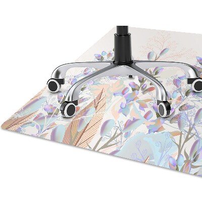 Chair mat floor panels protector pastel leaves