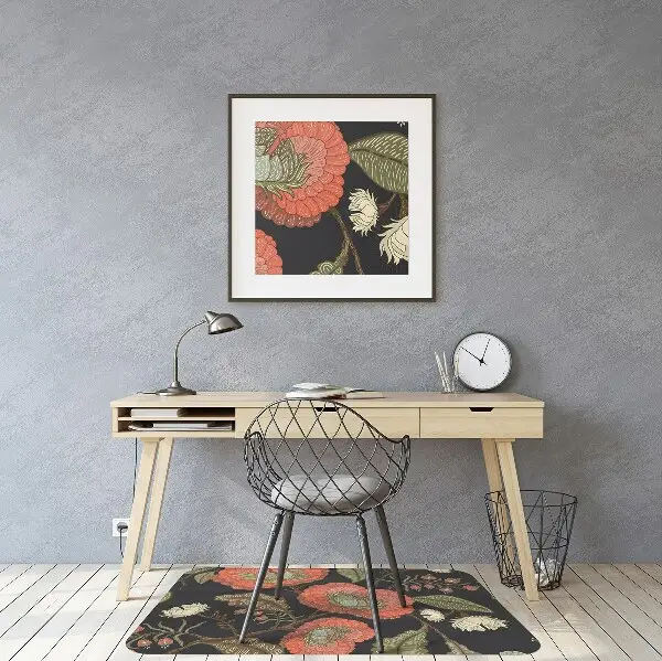Computer chair mat retro Flowers