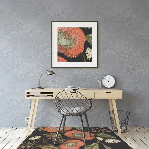 Computer chair mat retro Flowers