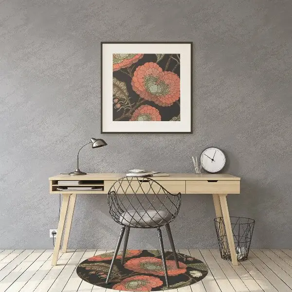 Computer chair mat retro Flowers