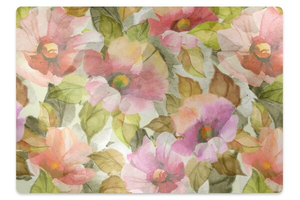 Office chair mat painted flowers