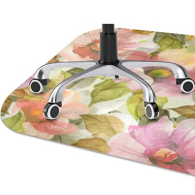 Office chair mat painted flowers