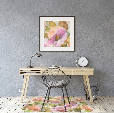 Office chair mat painted flowers