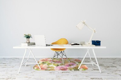 Office chair mat painted flowers