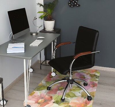 Office chair mat painted flowers