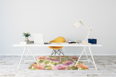 Office chair mat painted flowers