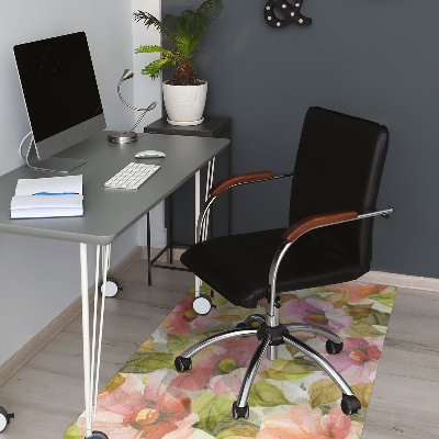 Office chair mat painted flowers