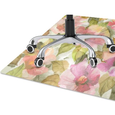 Office chair mat painted flowers