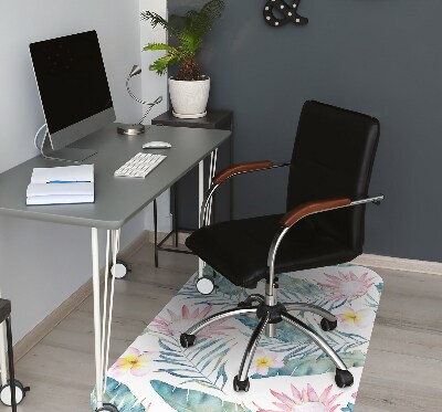 Office chair floor protector Light pink flowers