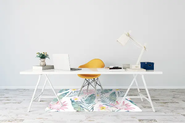 Office chair floor protector Light pink flowers